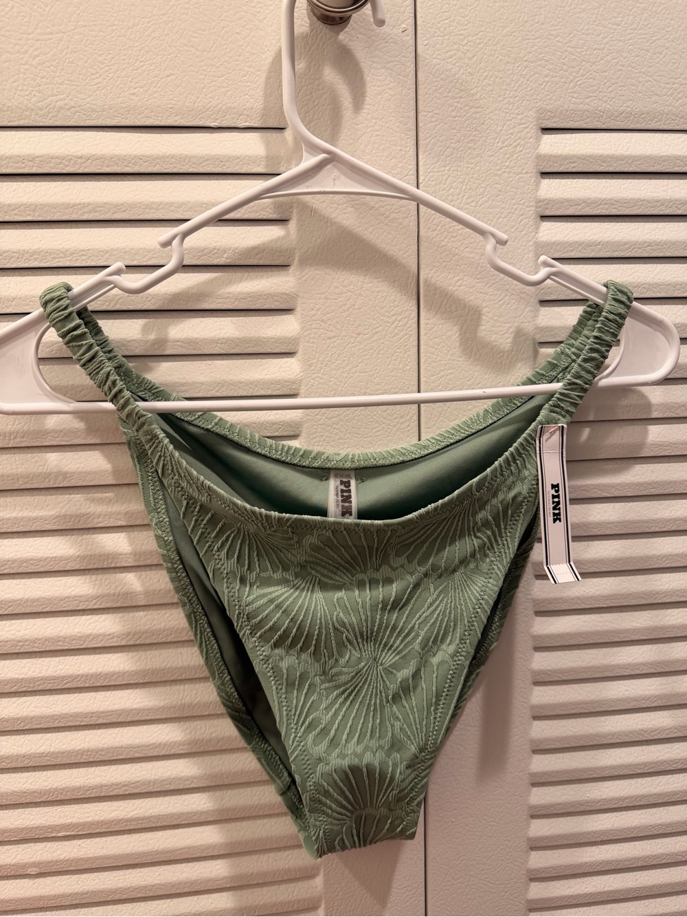 PINK Victoria's Secret Olive Textured High-Leg Bikini Bottom
